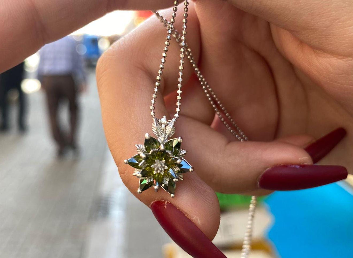 Lotus Flower Necklace with Custom Birthstones: Lotus Meditation Jewelry in Silver,