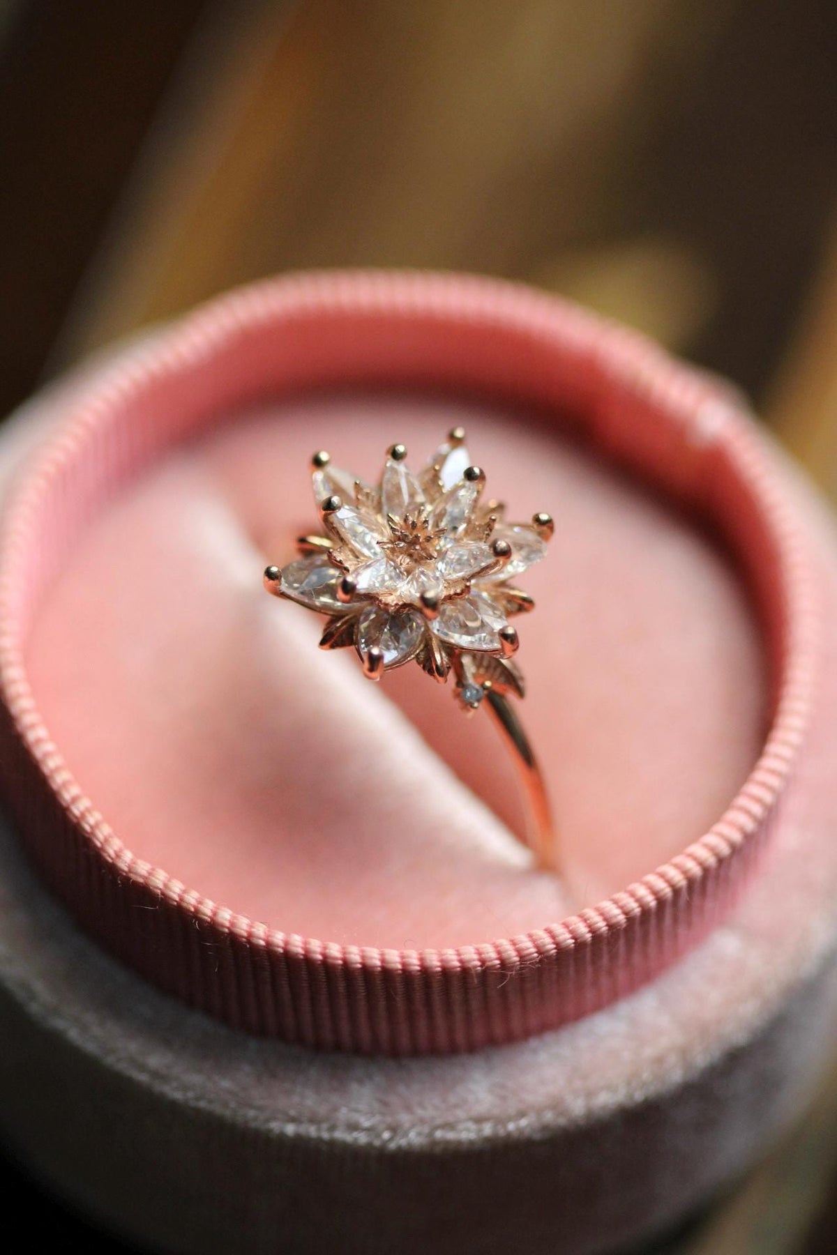 Lotus Ring Gift for Her, White Zircon Floral Ring, Meaningful Jewelry for Women, Dainty Gold Silver Ring, Mother’s Day Gift