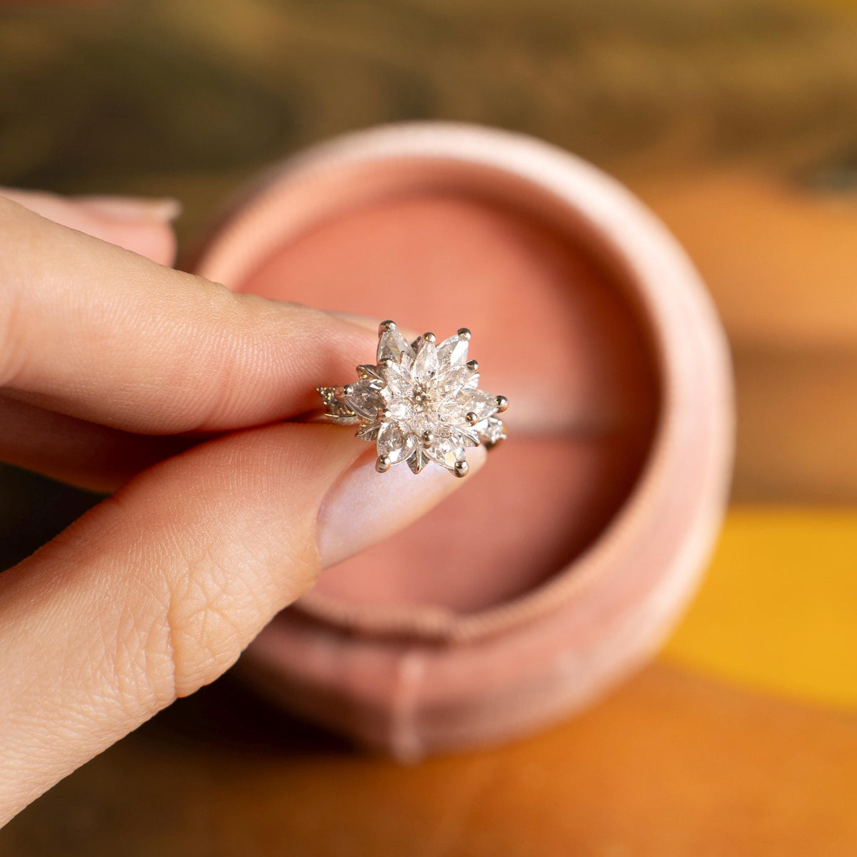 Dainty Lotus Ring, White Zircon Minimalist Ring, Floral Gold Silver Ring, Everyday Jewelry for Women, Elegant Simple Ring