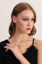 White Topaz Jewelry Set: Dainty Wedding Jewelry Set Available in Silver & Solid Gold Options