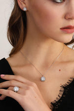White Topaz Jewelry Set: Dainty Wedding Jewelry Set Available in Silver & Solid Gold Options