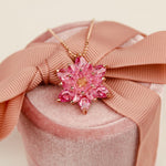 Rose Quartz Lotus Necklace Gift for Mom Meaningful Gift for Her Pink Stone Necklace Anniversary Gift Girlfriend Birthday Jewelry