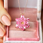 Rose Quartz Lotus Necklace Gift for Mom Meaningful Gift for Her Pink Stone Necklace Anniversary Gift Girlfriend Birthday Jewelry