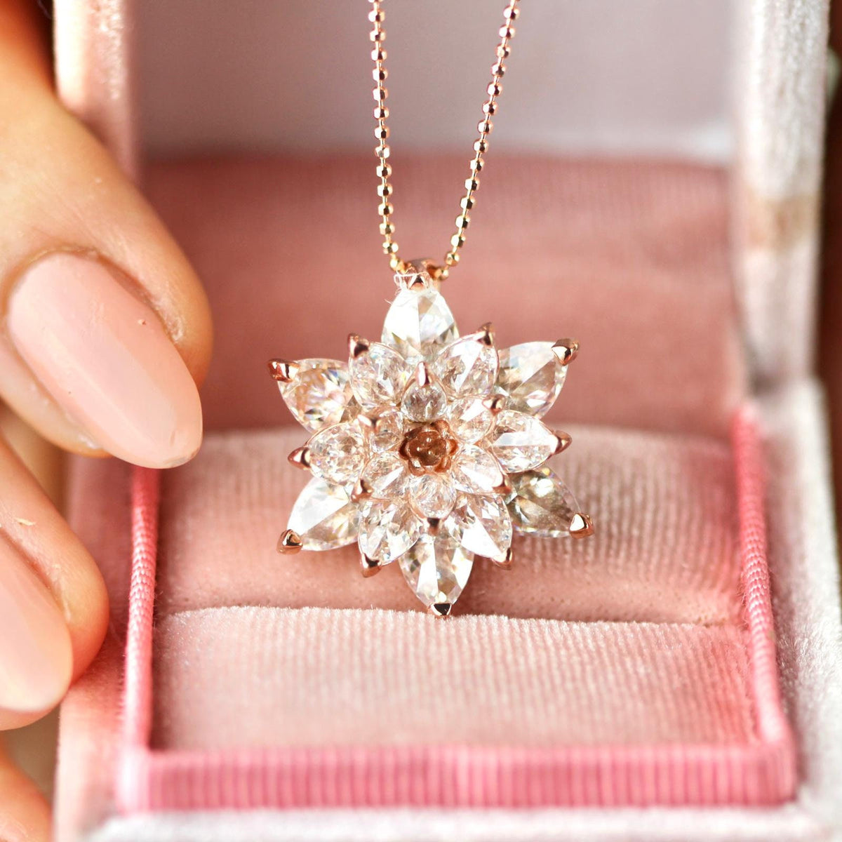 Pink Quartz Lotus Necklace Gift for Mom Meaningful Gift for Her Rose Quartz Necklace Anniversary Gift Girlfriend Birthday Jewelry