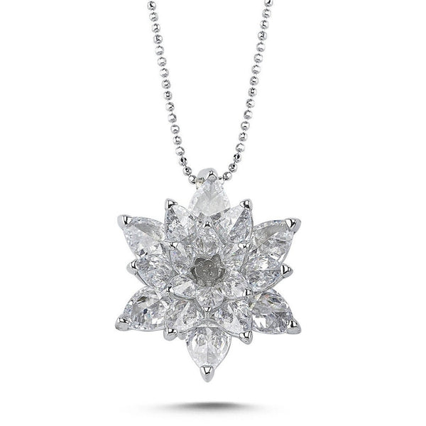 Zircon Lotus Necklace Gift for Mom Meaningful Gift for Her Birthstone Necklace Anniversary Gift Girlfriend Birthday Jewelry