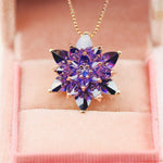 Amethyst Lotus Necklace, Gift for Mom, February Birthstone Necklace, Mother’s Day Gift, Purple Gemstone Jewelry, Gold Silver Pendant