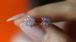 Solid Gold Snowflake Earrings: Dainty Winter Earrings, Zircon Snowflake Stud Earrings, Winter Jewelry