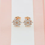 Solid Gold Snowflake Earrings: Dainty Winter Earrings, Zircon Snowflake Stud Earrings, Winter Jewelry