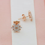 Solid Gold Snowflake Earrings: Dainty Winter Earrings, Zircon Snowflake Stud Earrings, Winter Jewelry
