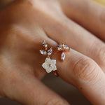 Sakura Engagement Jewelry Set in 925K Sterling Silver: Nature Inspired Cherry Blossom Jewelry Set Christmas Gifts Her