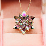 Mystic Topaz Lotus Necklace Gift for Mom Meaningful Gift for Her Colorful Stone Necklace Anniversary Gift Girlfriend Birthday Jewelry