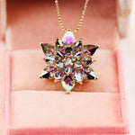 Mystic Topaz Lotus Necklace Gift for Mom Meaningful Gift for Her Birthstone Necklace Anniversary Gift Girlfriend Birthday Jewelry