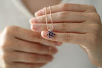 Aquamarine Lotus Flower Necklace: Blue March Birthstone Pendant, Solid Gold Necklace,