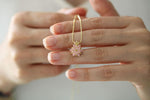 Aquamarine Lotus Flower Necklace: Blue March Birthstone Pendant, Solid Gold Necklace,