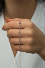 925K Sterling Silver Aquamarine Tennis Bracelet: Adjustable Natural Stone Bracelet,