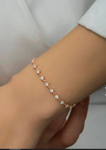 Aquamarine Tennis Bracelet, Gift for Mom, March Birthstone Bracelet, Dainty Minimal Jewelry, Blue Gemstone Bracelet for Her