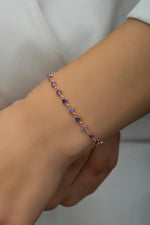 Amethyst Tennis Bracelet, Gift for Mom, February Birthstone Bracelet, Dainty Eternity Bracelet, Minimalist Jewelry for Her