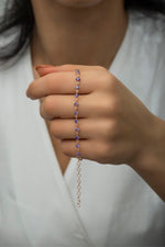 Amethyst Tennis Bracelet, Gift for Mom, February Birthstone Bracelet, Dainty Eternity Bracelet, Minimalist Jewelry for Her