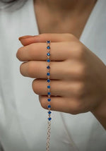 925K Sterling Silver Aquamarine Tennis Bracelet: Adjustable Natural Stone Bracelet,