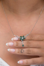 925K Sterling Silver Dainty Emerald Flower Necklace: Nature Inspired Flower Pendant, Whimsical Necklace,