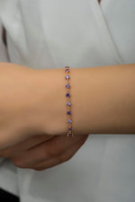 Amethyst Tennis Bracelet, Gift for Mom, February Birthstone Bracelet, Dainty Eternity Bracelet, Minimalist Jewelry for Her
