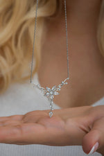 925K Sterling Silver Dainty Emerald Flower Necklace: Nature Inspired Flower Pendant, Whimsical Necklace,