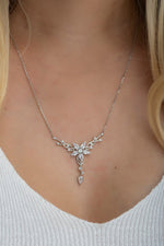 925K Sterling Silver Dainty Emerald Flower Necklace: Nature Inspired Flower Pendant, Whimsical Necklace,