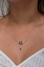 Genuine Sapphire Flower Necklace:  Rose Gold Floral Necklace, Birthstone Flower Pendants,