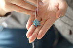 Aquamarine Lotus Jewelry Set:  Minimalist Lotus Flower Jewelry Set in Sterling Silver & Solid Gold Options