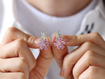 Gift For Mom 925K Sterling Silver Quartz Flower Stud Earrings: Pink Dainty Floral Studs, Pink Flower Earrings, Eda Yildiz SCK jewelry