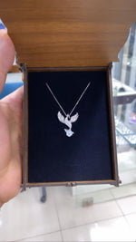 925K Sterling Silver Phoenix and Sakura Necklace: Mythical Creature Jewelry,