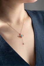 Aquamarine Angel Wing Heart Necklace:  Dainty Guardian Angel Necklace, Gold Birthstone Heart Necklace