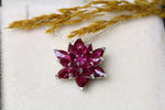 Ruby Necklace, Lotus Pendant, Gift for Mom, July Birthstone Jewelry, Meaningful Gift for Her, Gold or Silver Necklace For Mom