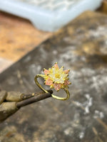 Pink Quartz Lotus Ring, White Zircon Flower Ring, Lotus Engagement Alternative Ring, Floral Gemstone Ring, Dainty Nature Inspired Jewelry