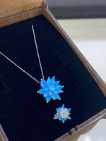 Australian Opal Necklace and Ring Set: Minimalist Lotus Flower Jewelry Set in Silver & Solid Gold