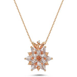 Lotus Flower Necklace with Custom Birthstones: Lotus Meditation Jewelry in Silver,