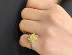 Citrine Lotus Ring, November Birthstone Ring, Yellow Gemstone Flower Ring, Dainty Floral Ring, Gift for Mom Jewelry, Promise Ring