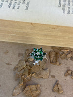 Green Emerald Lotus Flower Ring: 925K Sterling Silver May Birthstone Lotus Flower, Christmas Gifts