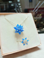 Australian Opal Necklace and Ring Set: Minimalist Lotus Flower Jewelry Set in Silver & Solid Gold
