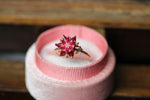 Ruby Lotus Ring, Gift for Mom Wife Girlfriend, July Birthstone Promise Ring, Meaningful Red Gemstone Engagement Ring