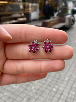 Ruby Lotus Stud Earrings, Gift for Mom, July Birthstone Earrings, Minimalist Flower Earrings, Dainty Jewelry, Mother’s Day Gift