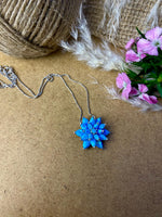 Opal Lotus Solid Gold Necklace: Handmade Nature Inspired Jewelry, Silver Lotus Flower Pendant Gift For Mom, Blue Lotus Floral Pendant