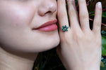 Green Emerald Lotus Flower Ring: 925K Sterling Silver May Birthstone Lotus Flower, Christmas Gifts