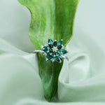Green Emerald Lotus Flower Ring: 925K Sterling Silver May Birthstone Lotus Flower, Christmas Gifts