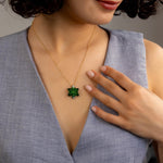 Emerald Lotus Necklace Gift for Mom Meaningful Gift for Her May Birthstone Necklace Anniversary Gift Girlfriend Birthday Jewelry