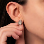 White Zircon Lotus Earrings, Cubic Zirconia Stud Earrings, Dainty Flower Earrings, Minimalist Floral Jewelry, Gift for Mom