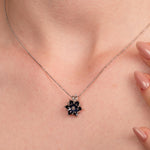 Sapphire Lotus Flower Necklace: Birthstone Lotus Flower Charm Pendant, Dainty Floral Necklace,