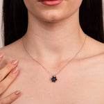 Sapphire Lotus Flower Necklace: Birthstone Lotus Flower Charm Pendant, Dainty Floral Necklace,