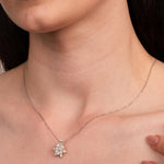 Opal Lotus Flower Necklace: 925K Silver Bohemian Lotus Charm Pendant, Dainty Lotus Pendant