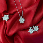 925K Sterling Silver Zircon Lotus Jewelry Set: Dainty Minimalist Floral Jewelry Set,